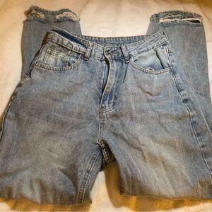 Distressed ripped jeans